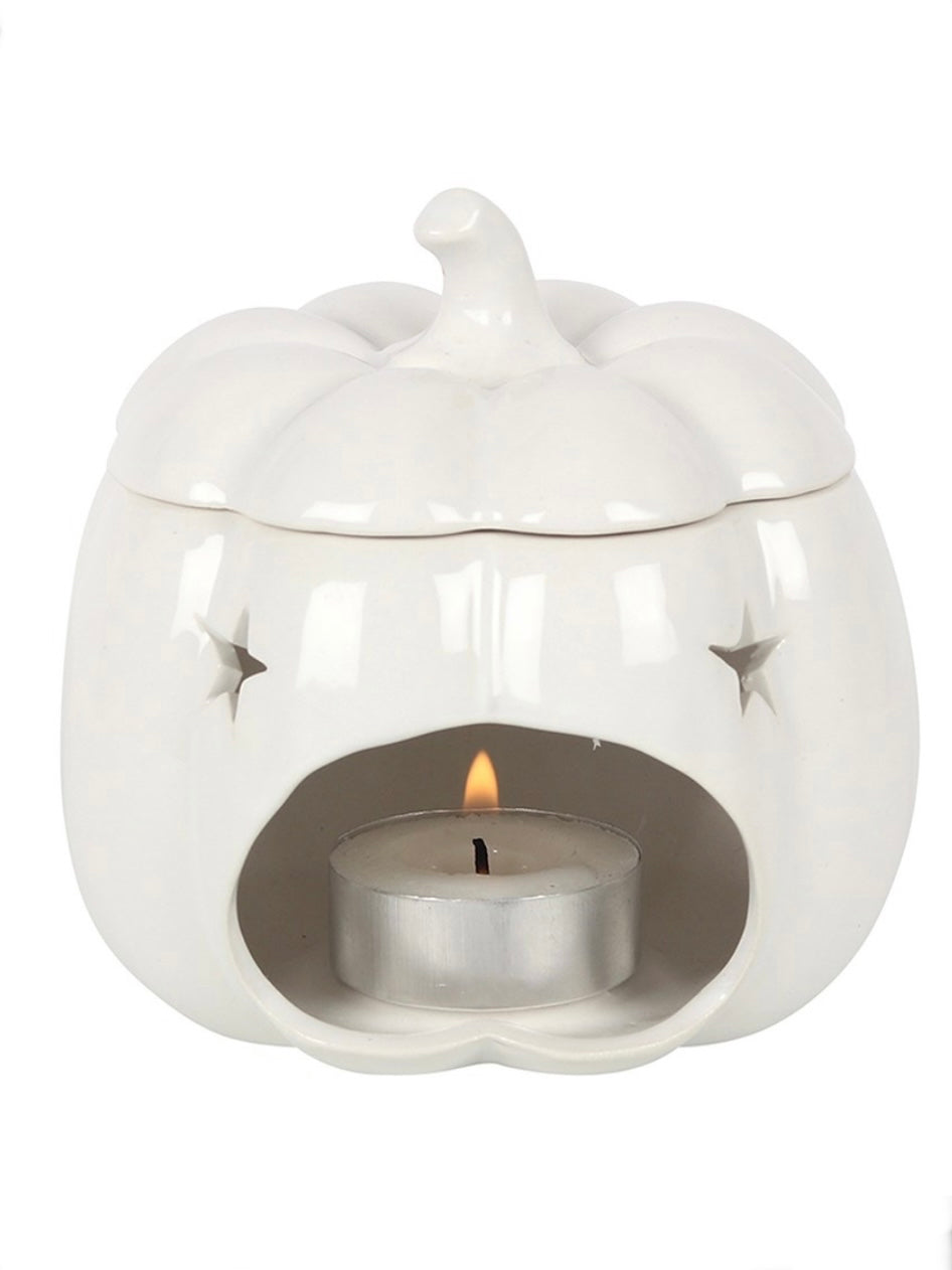 Ceramic White Halloween Pumpkin Wax and Oil Burner