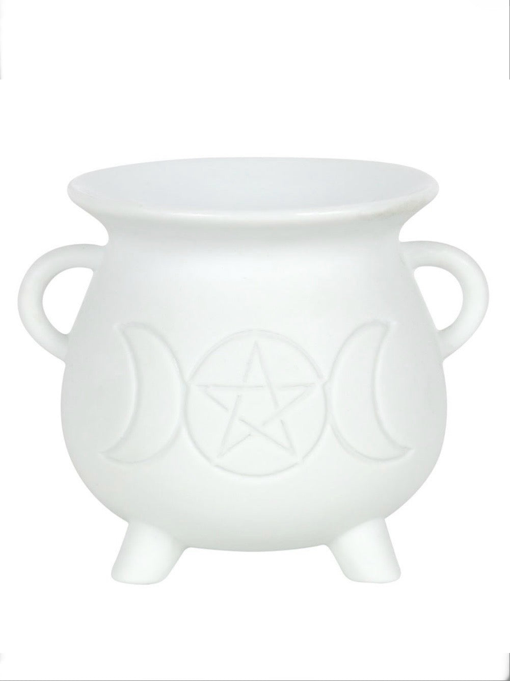 White Ceramic Triple Moon Cauldron Wax and Oil Burner