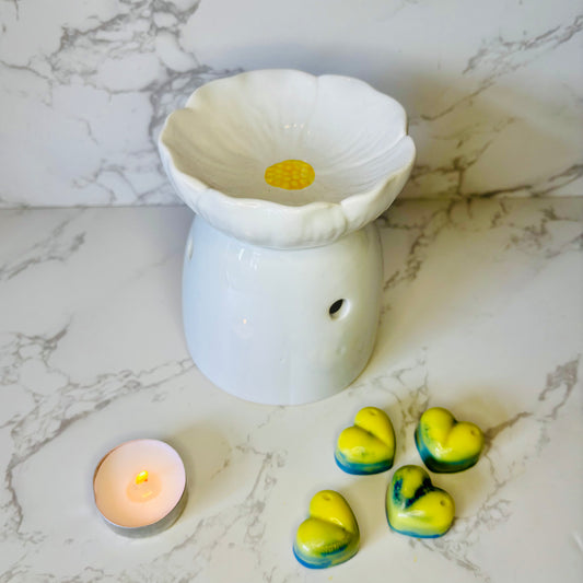 White Daisy Ceramic Wax and Oil Burner
