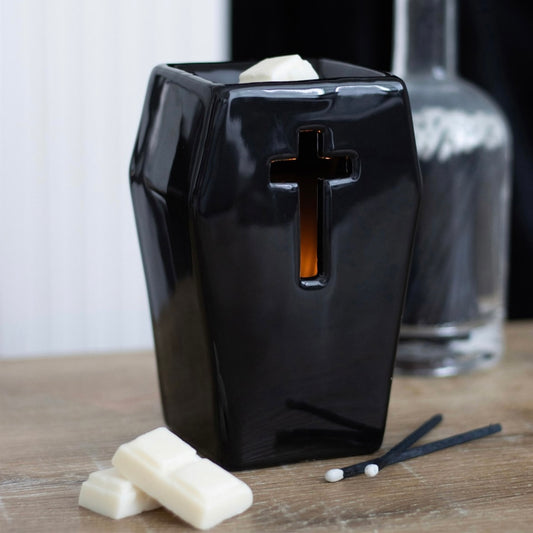 Black Ceramic Coffin Wax and Oil Burner