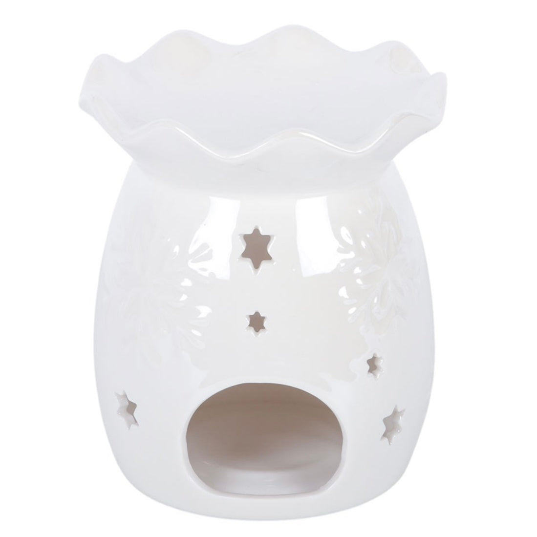 Iridescent White Snowflake Wax and Oil Burner