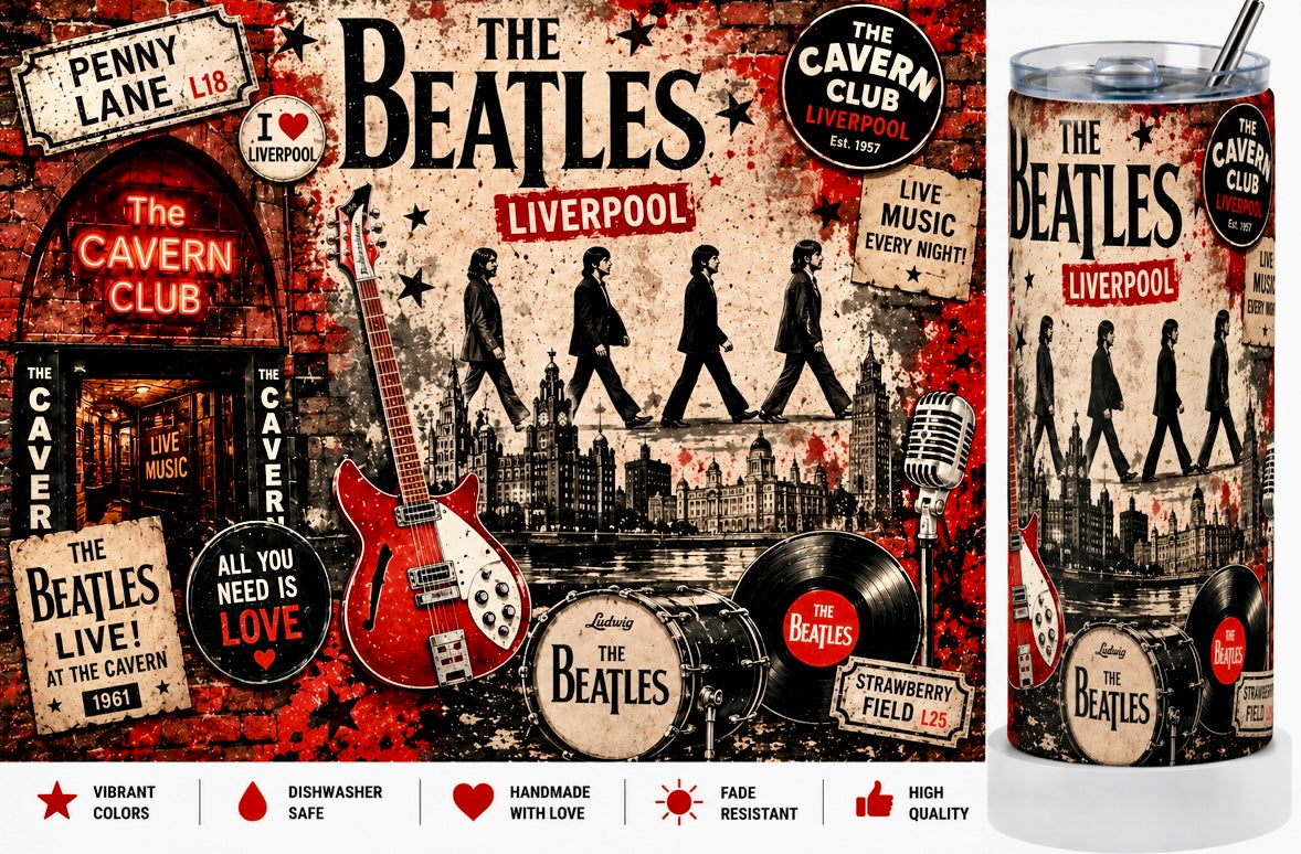 The Beatles Liverpool Stainless Steel Thermal Drinks Tumbler