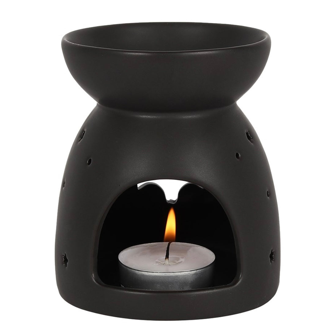 Black Ceramic Bat Wax and Oil Burner