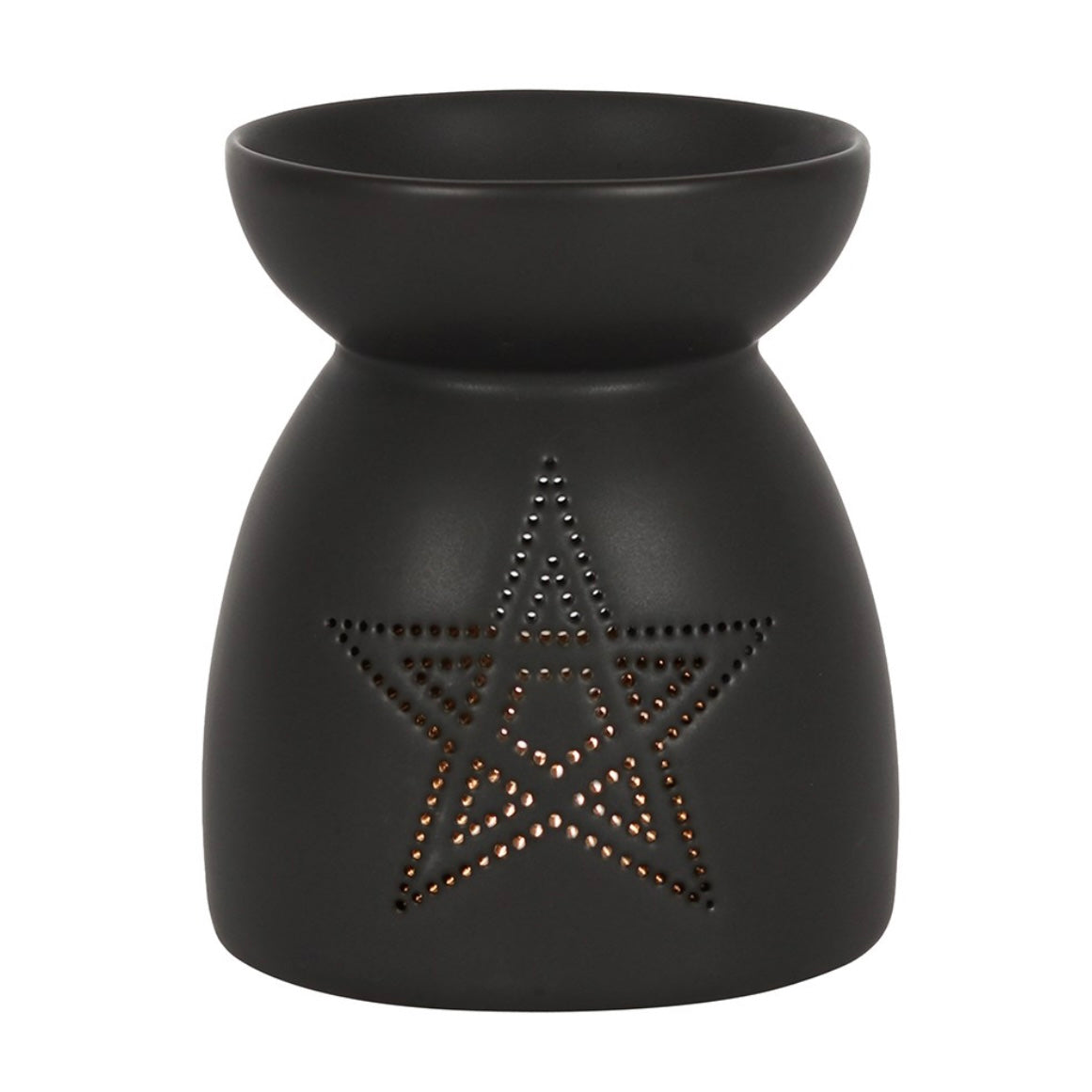 Black Cut Out Pentagram Ceramic Wax and Oil Burner