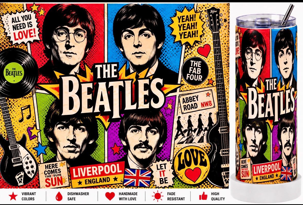 The Beatles Pop Art Stainless Steel Thermal Drinks Tumbler