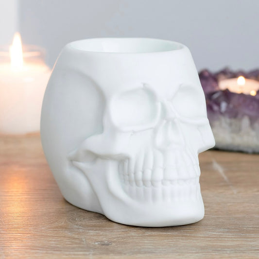 Ceramic White Skull Wax and Oil Burner