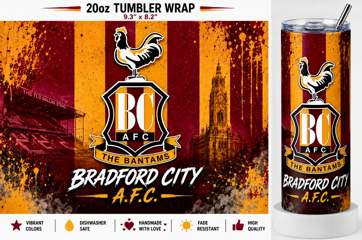 Bradford City AFC Stainless Steel Thermal Drinks Tumbler