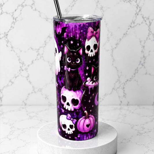 Cute Purple Halloween Stainless Steel Thermal Drinks Tumbler