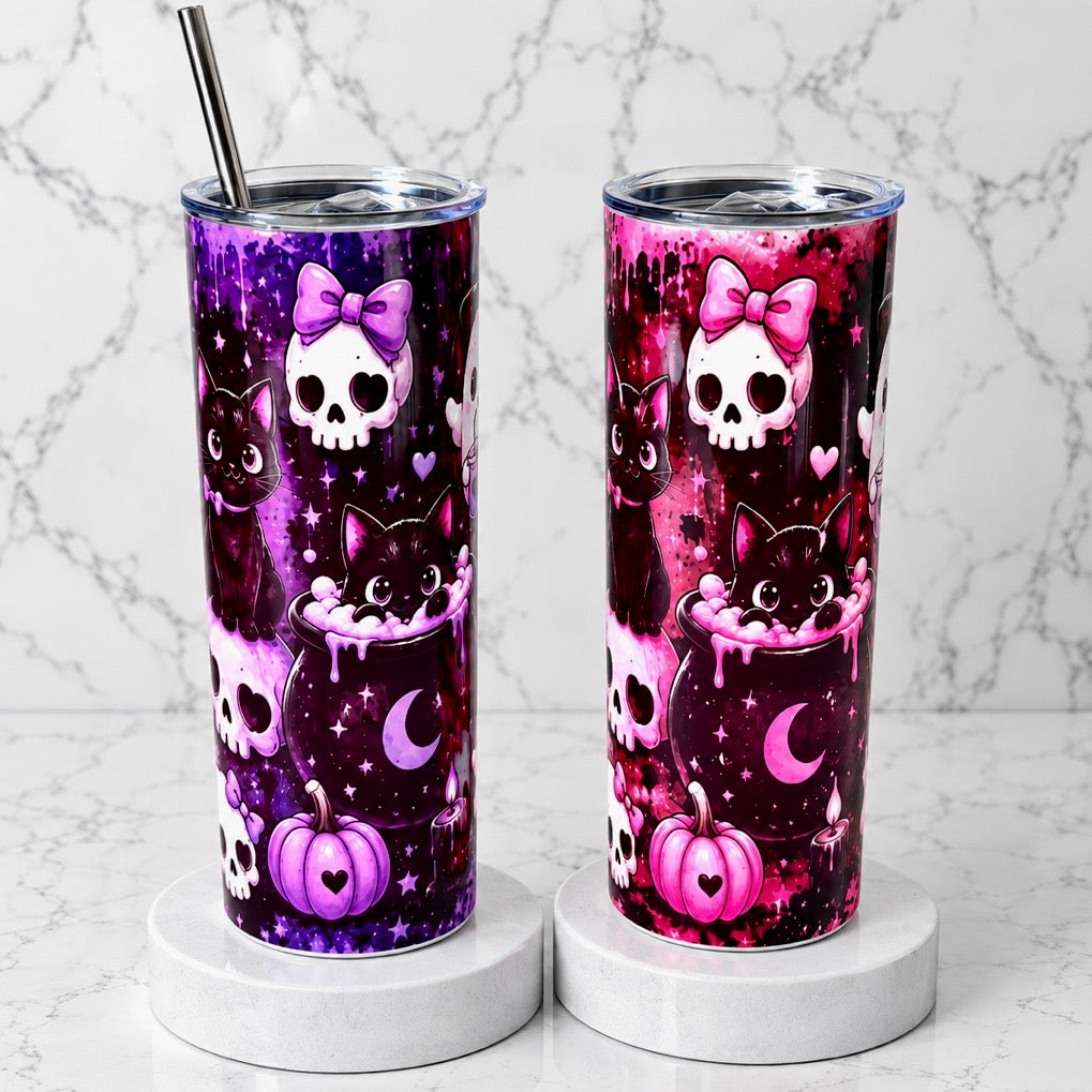 Cute Pink Halloween Stainless Steel Thermal Drinks Tumbler
