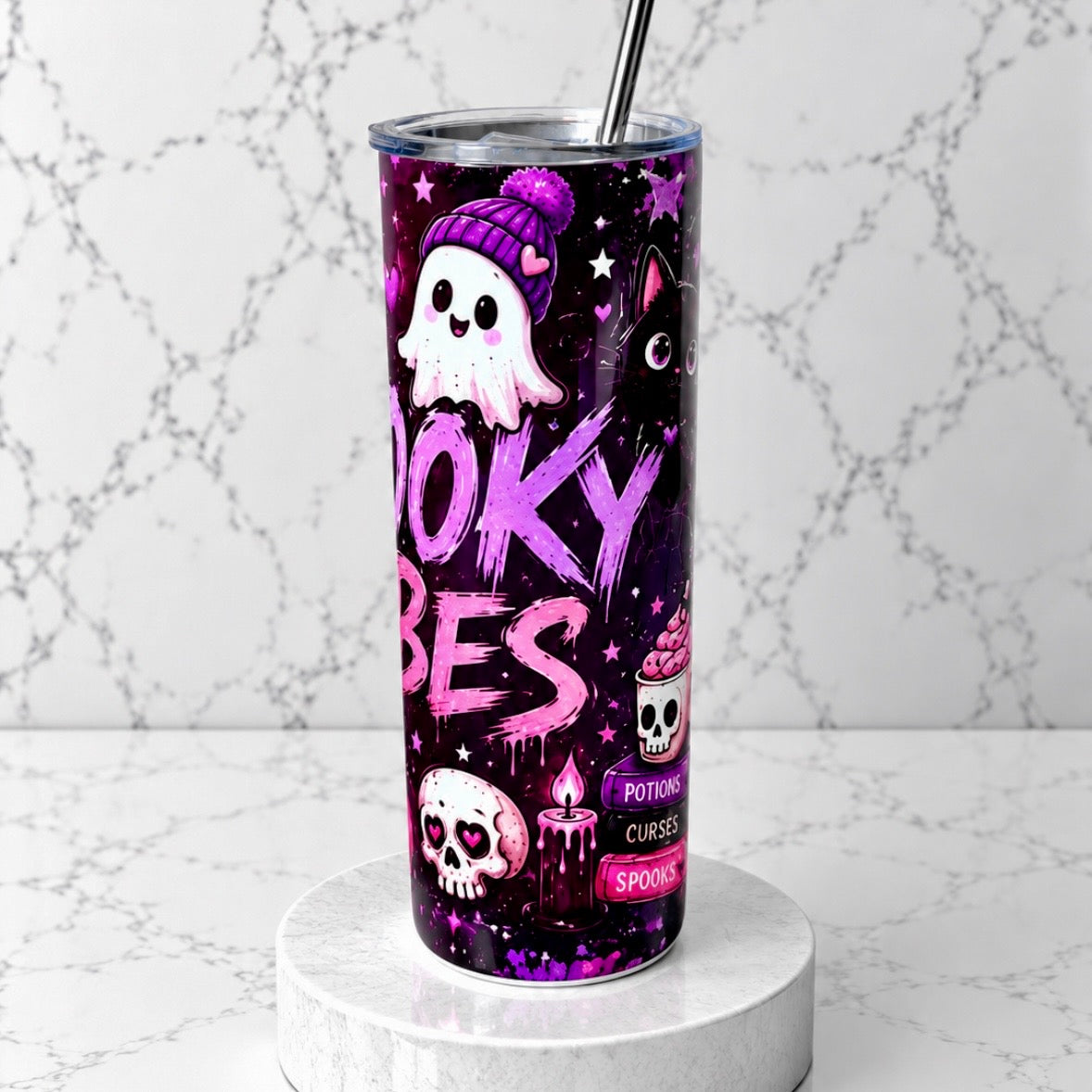 Spooky Vibes Stainless Steel Thermal Drinks Tumbler