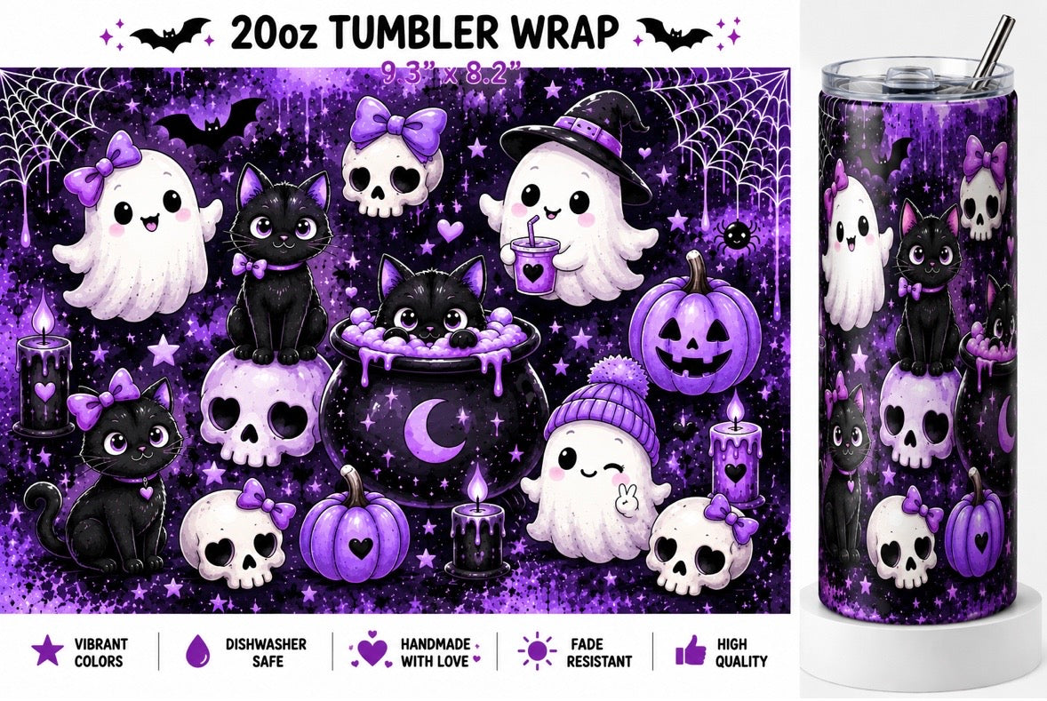 Cute Purple Halloween Stainless Steel Thermal Drinks Tumbler