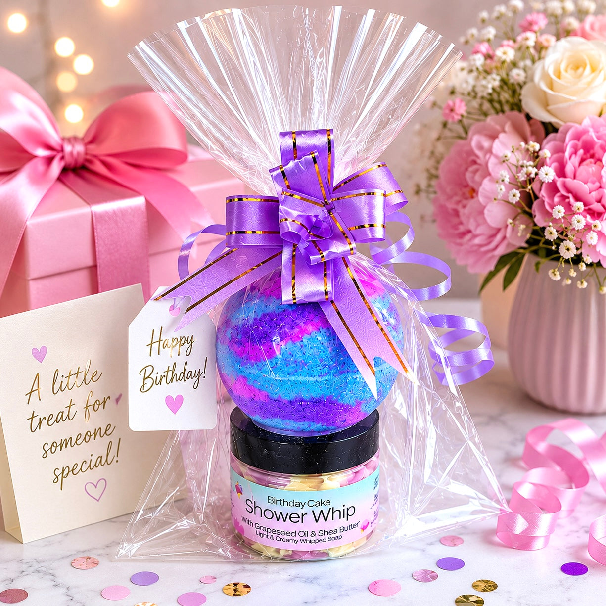 Birthday Cake Bath Bomb and Whipped Soap Gift Set