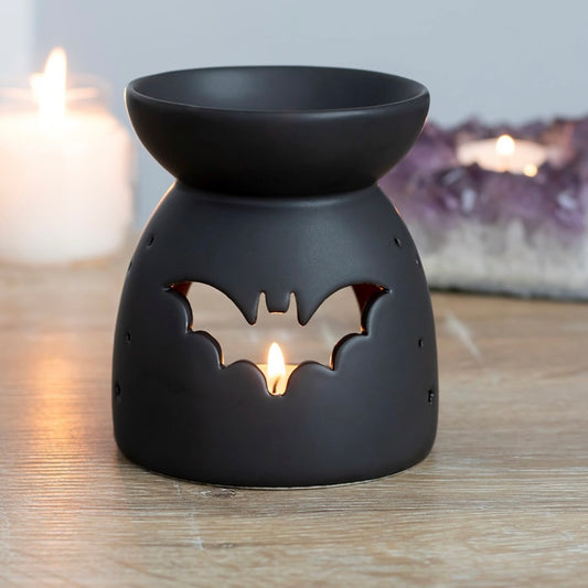 Black Ceramic Bat Wax and Oil Burner