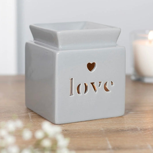 Ceramic Grey Love Wax And Oil Burner