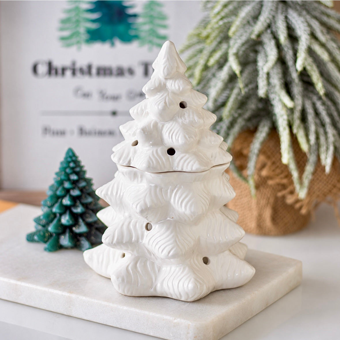White Christmas Tree Wax and Oil Burner