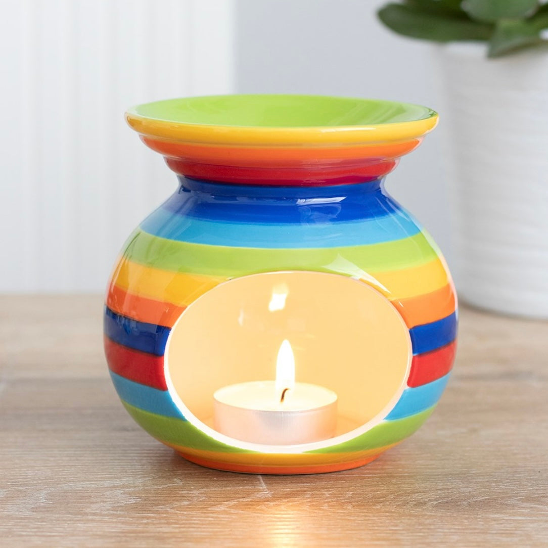 Rainbow Stripe Ceramic Wax and Oil Burner