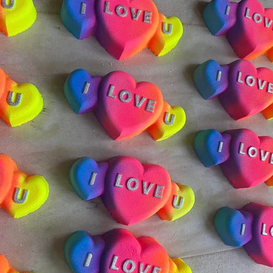 Love You Rainbow Hearts Bath Bomb