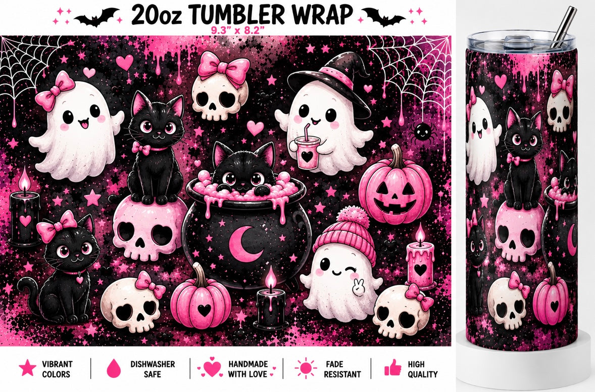 Cute Pink Halloween Stainless Steel Thermal Drinks Tumbler