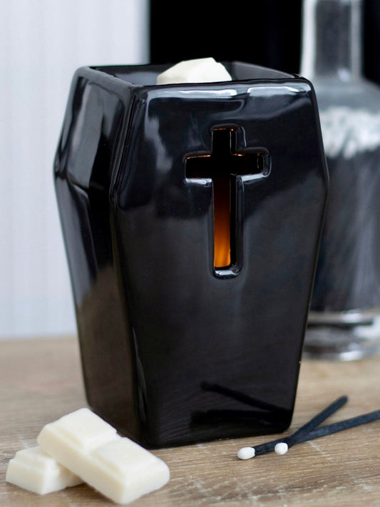 Black Ceramic Coffin Wax and Oil Burner