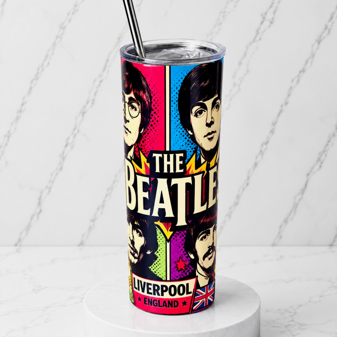 The Beatles Pop Art Stainless Steel Thermal Drinks Tumbler